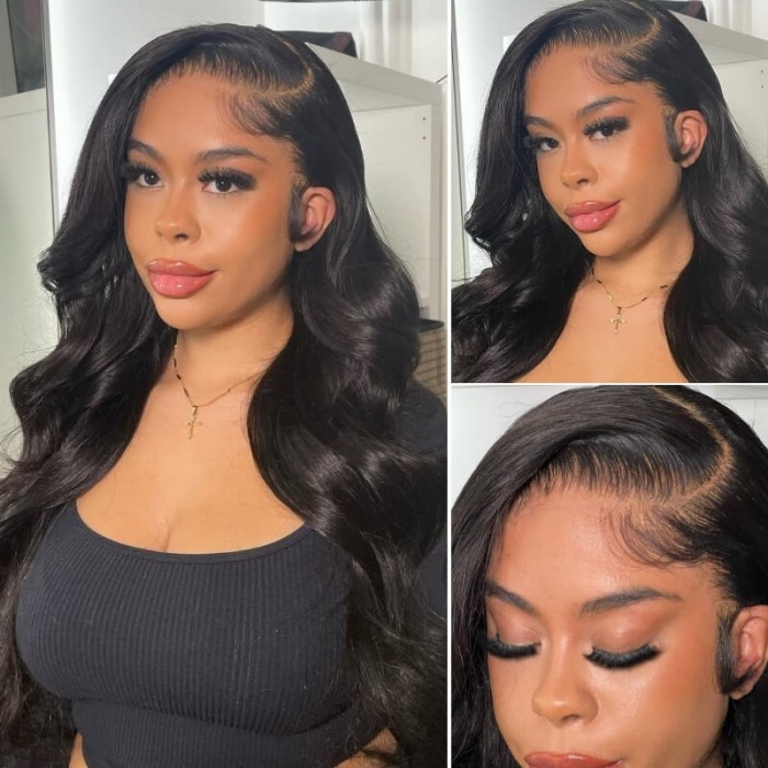 Kriyya Body Wave 13x6 HD Invisible Transparent Lace Front Human Hair Wigs With Natural Baby Hair