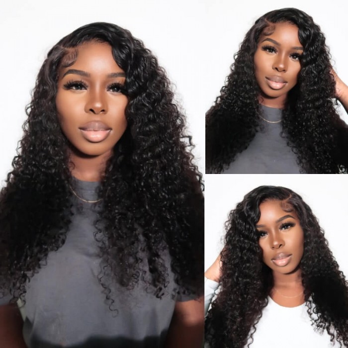 Kriyya 13×4 HD Jerry Curly Lace Frontal Wigs Transparent Lace Huamn Hair Wig
