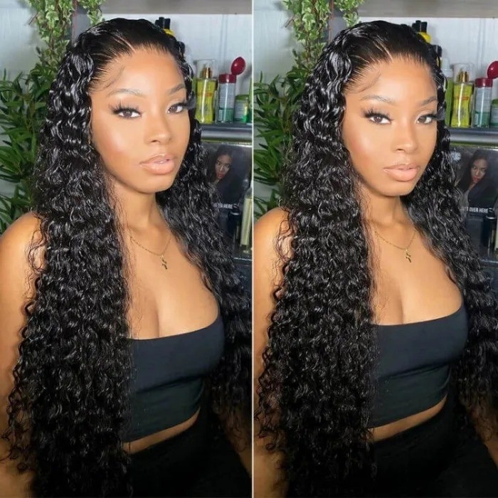 Kriyya  Jerry Curly Human Hair 13x4 Lace Front Wig Pre-plucked Virgin Hair Wig 150% Density