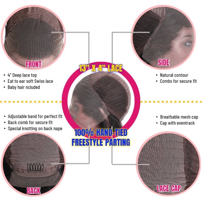 Kriyya Virgin Hair Body Wave Wig 13x4 Lace Front Wigs Human Hair 150% Density For Sale