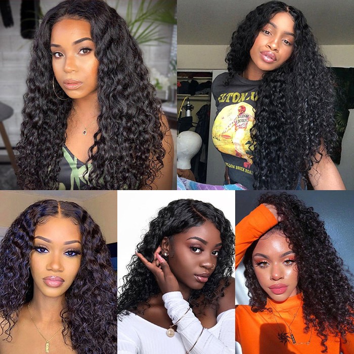 Kriyya Deep Wave Malaysian Human Hair 4 Bundles With 4X4 Lace Closure