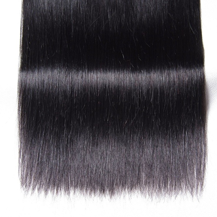 Kriyya Straight 100% Virgin Human Hair 3 Bundles With Transparent Lace Closure 13*4 Inch