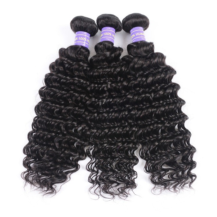 Kriyya Deep Wave Peruvian Virgin Hair Bundles 3 Bundles 7A Human Hair