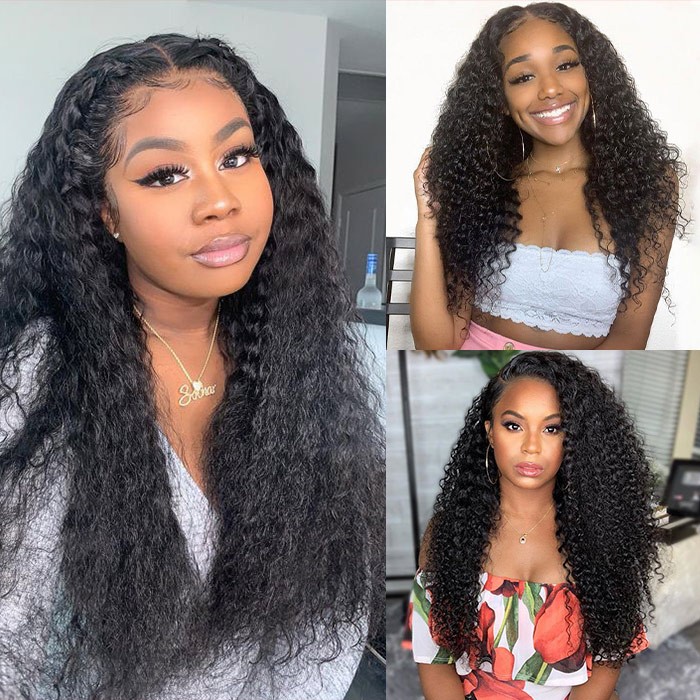 Kriyya Peruvian Hair Jerry Curly 4 Bundles With 4X4 Lace Closure 