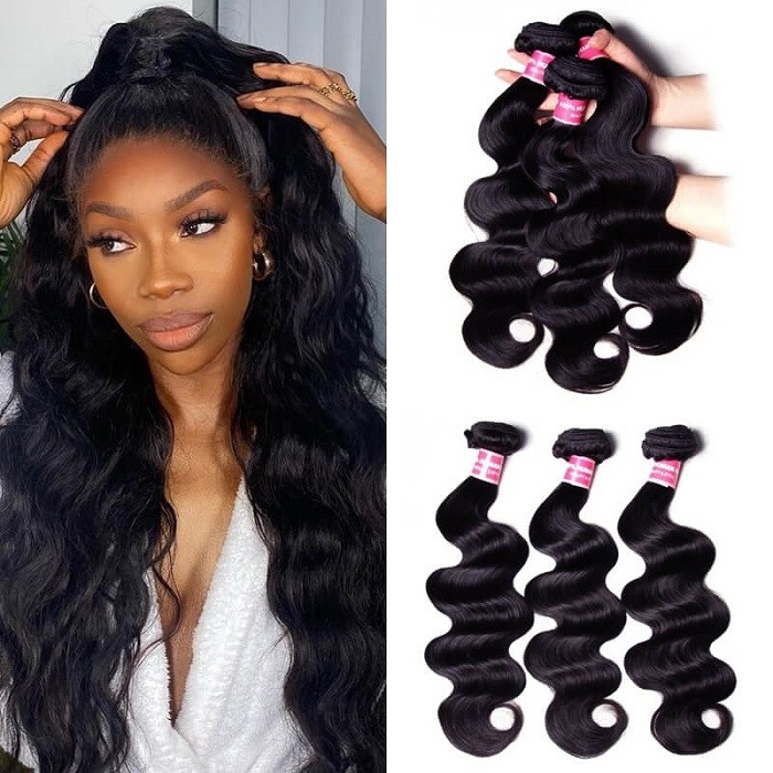 Kriyya 3 Bundles Brazilian Body Wave Hair 100 Human Hair Bundles 9A Virgin Hair