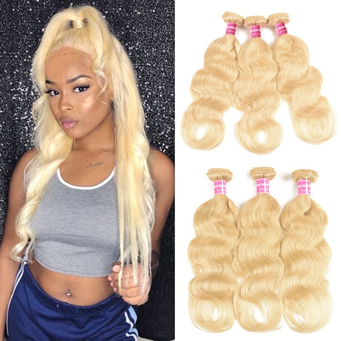 Kriyya 3 Bundles Brazilian Body Wave Hair 613 Color 100 Human Hair Bundles