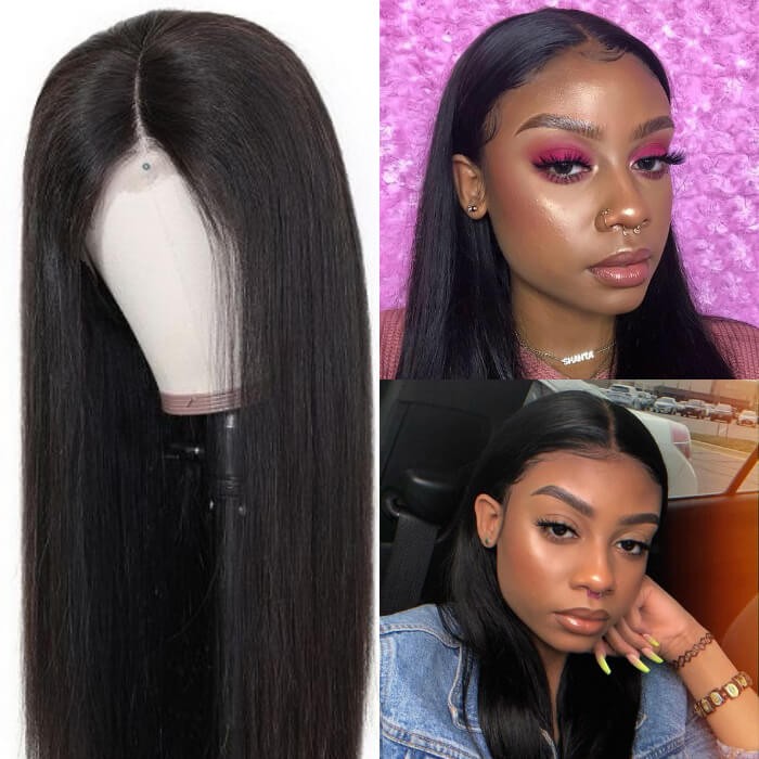 Kriyya Hair Fake Scalp Wig 13x4 Lace Frontal 150% Density Straight Hair Wig With Baby Hair