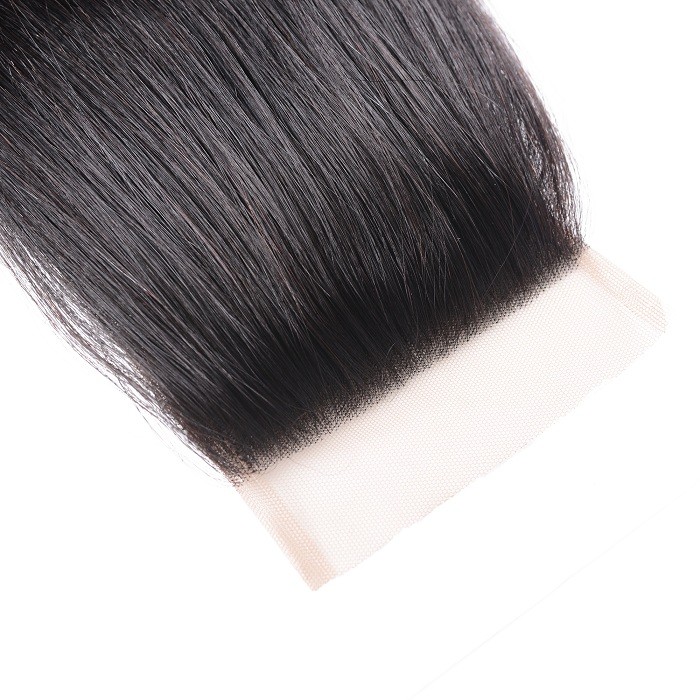 Kriyya 3 Bundles Straight With 4*4 Lace Closure Malaysian Remy Human Hair