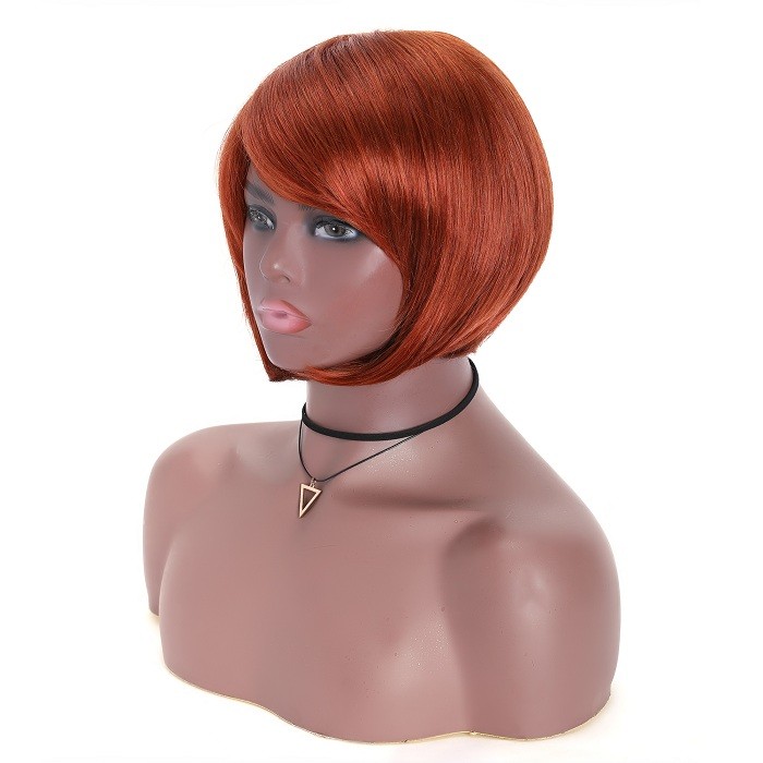 Kriyya Short Bob Wigs With Bangs Capless Wig Natural Black & 33 Color Human Hair Wig Free Part 8 Inch