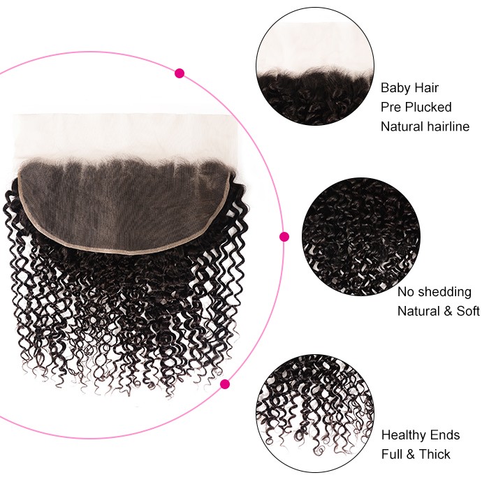 Kriyya Indian Jerry Curly Human Hair 13x6 Lace Frontal With 4 Bundles Deals  