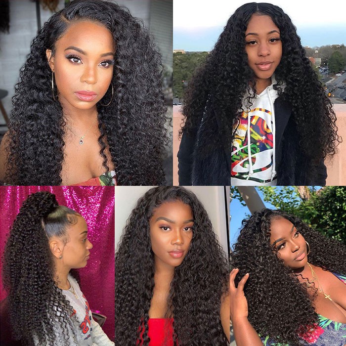 Kriyya Malaysian Hair Weave Curly Hair 4 Bundles With 4X4 Lace Closure Natural Color