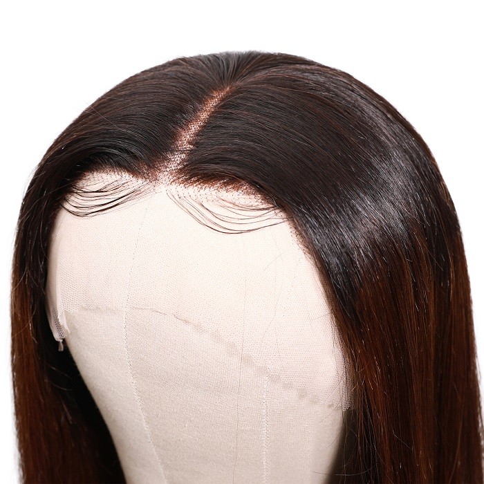 Kriyya Ombre Chestnut Brown Short Bob Lace Front Wig 13x4 Human Hair Wigs 150% Density