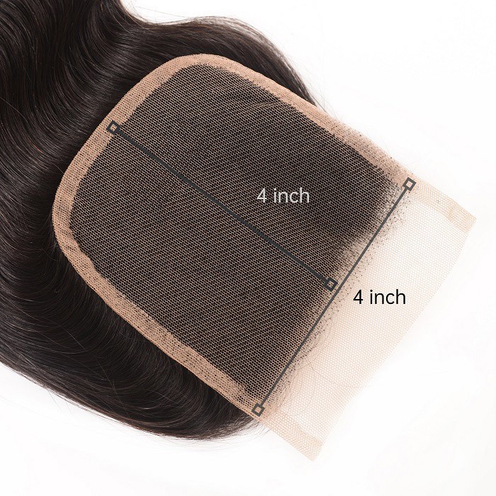 Kriyya Affordable Straight Peruvian Human Hair 3 Bundles With 4X4 Closure Free Part