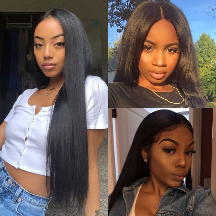 Kriyya New Arrival Full Lace Wigs Straight Human Hair Wig 180% Density Natural Black 