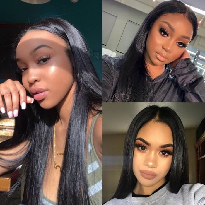 Kriyya Straight Lace Front Wig Pre-Plucked 13x6 Transparent Lace Wig 150% Density 