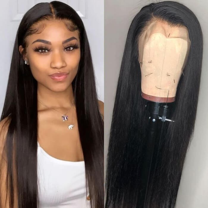 Kriyya Hand Tied 360 Lace Frontal Wig Straight Human Hair Wigs For Women 150% 180% Density