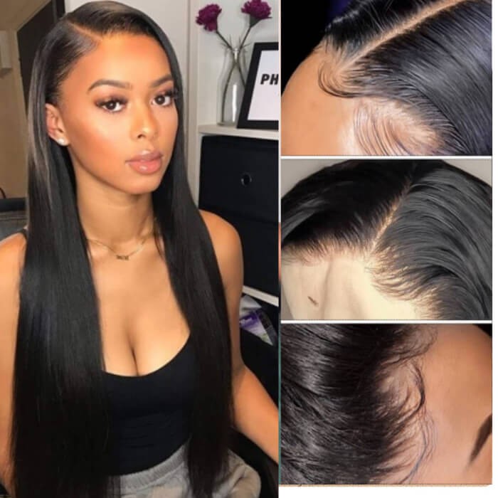 Kriyya Hair 180% Density 13x4 Transparent Lace Front Wig Straight Human Hair Wigs