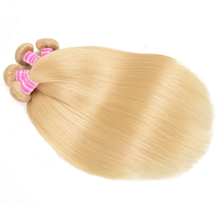 Kriyya Straight Hair Hair 4 Bundles 613 Blonde Peruvian Human Hair