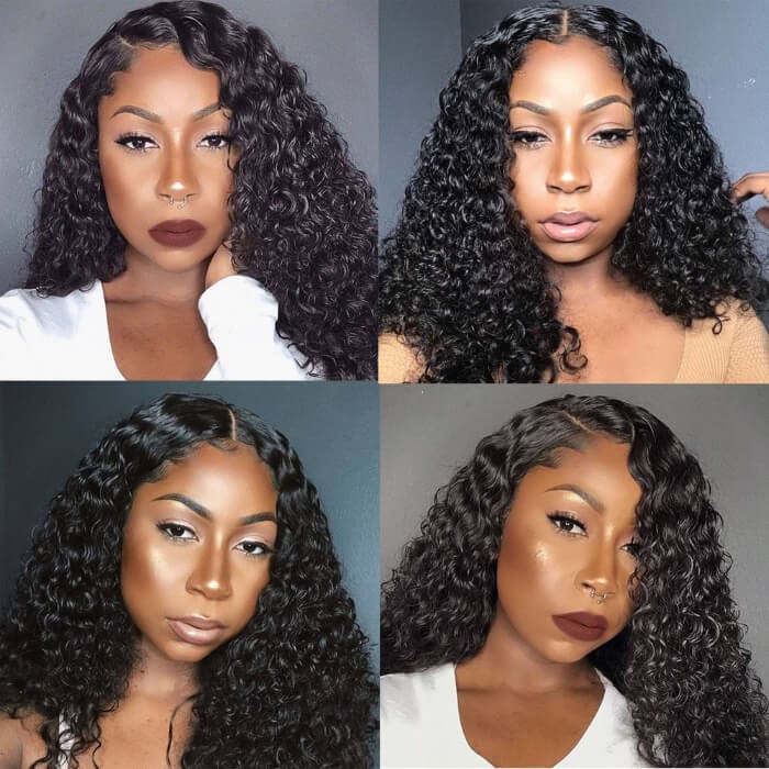 Kriyya 13x4 Pre Plucked Transparent Lace Frontal Wigs 150% Density Curly Wig Human Hair
