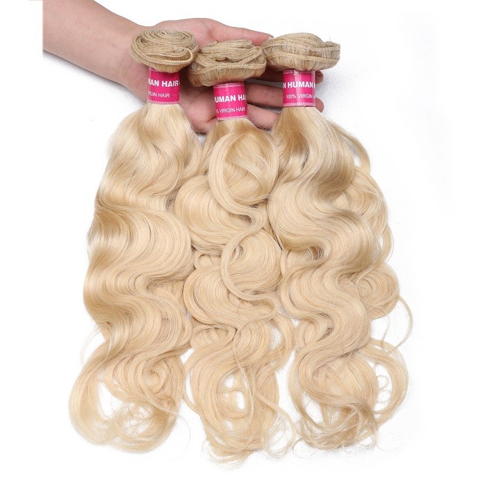 Kriyya 613 Blonde Hair 3 Bundles Body Wave Unprocessed Virgin Hair With 4*4 Lace Closure Peruvian Hair