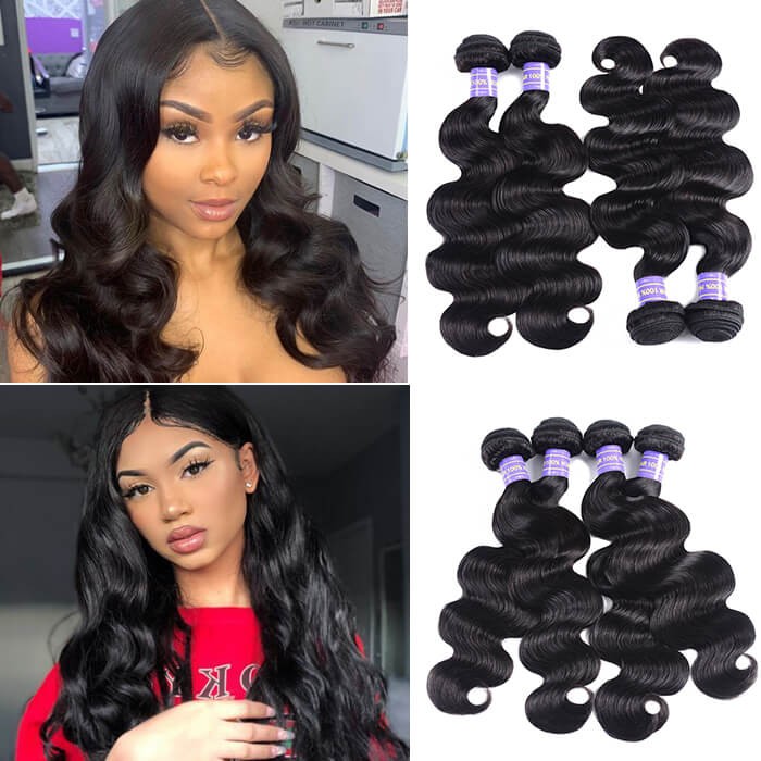 Kriyya Body Wave Peruvian 4 Pcs Hair Bundle Deals 7A Virgin Human Hair 