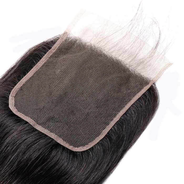 Kriyya Malaysian Human Hair Straight 3 Bundles With Lace Closure 5*5 Inch