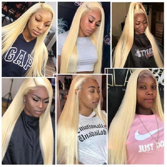 Kriyya 613 Blonde Straight Human Hair Wigs 150% Density 13x4 Lace Front Wigs For Sale