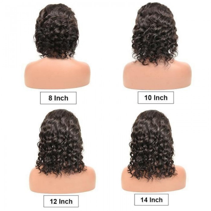Kriyya 180% Density Short Water Wave Bob Wig 13x4 Lace Front Wigs Human Hair