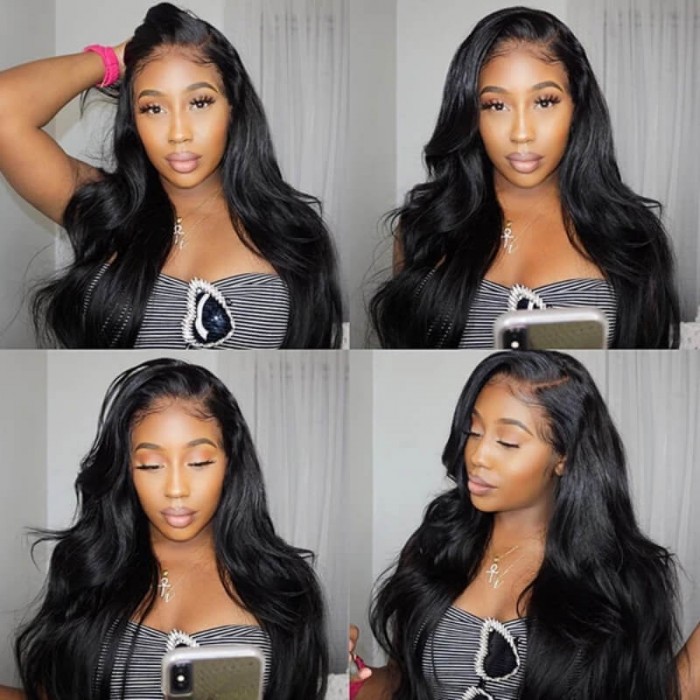 Kriyya Body Wave 13x4 HD Invisible Transparent Lace Front Human Hair Wigs With Natural Baby Hair