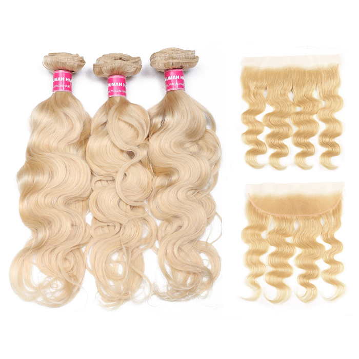 Kriyya Indian Unprocessed Virgin Hair 3 Pcs Body Wave With 13*4 Lace Frontal
