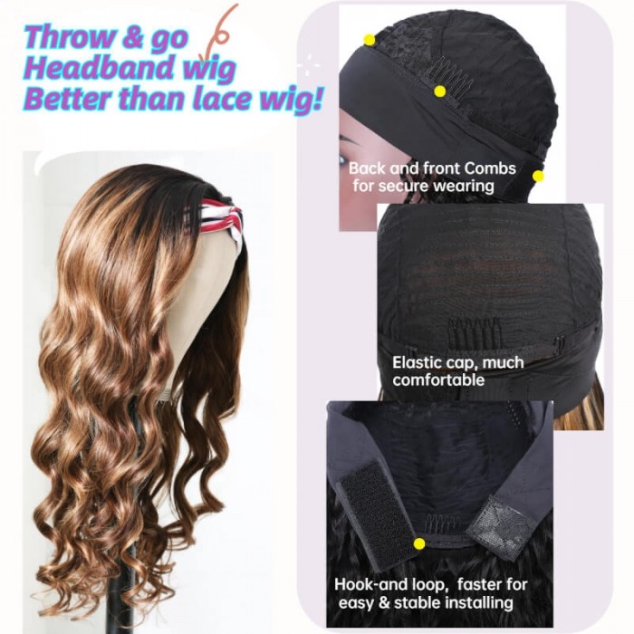 10 Inch Water Wave Headband Bob Wig