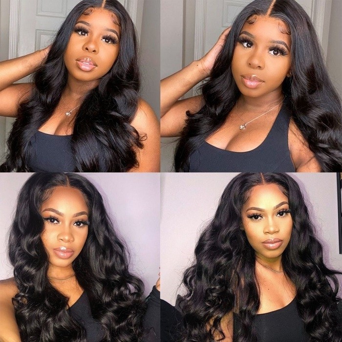 Kriyya Body Wave Three Part Lace Wigs Double U Lace Part Wig Unprocessed Virgin Hair