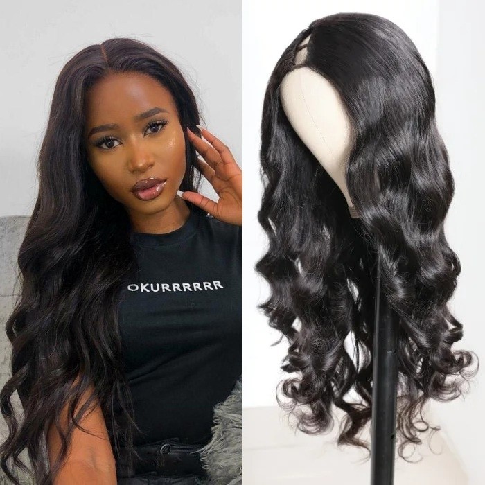 Kriyya U Part Body Wave Wigs U Shape Glueless Virgin Human Hair Wigs 150 Density