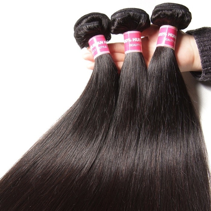 Kriyya Brazilian Straight Hair Weave 3 Bundles With 5x5 HD Transparent Lace Closure