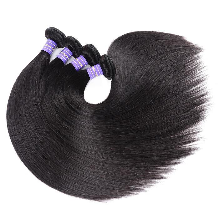 Kriyya 4 Pcs Straight Human Hair Bundles Indian Virgin Remy Hair 7A Hair
