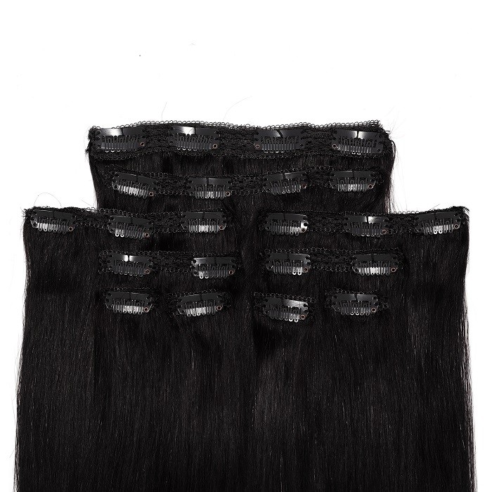 Kriyya Clip In Jet Black Remy Hair 18 Inch Hair Extensions
