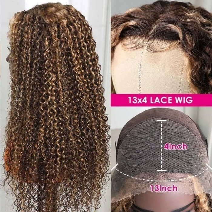 Kriyya Youtuber Recommend Curly Hair Honey Blonde Ombre Highlight Wigs 13x4 Lace Front Wig Human Hair Wigs Pre Plucked With Baby Hair