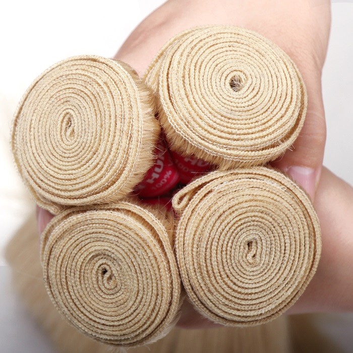 Kriyya Best 613 Blonde Indian Hair 4 Bundles With Closure 4x4 Free Part 