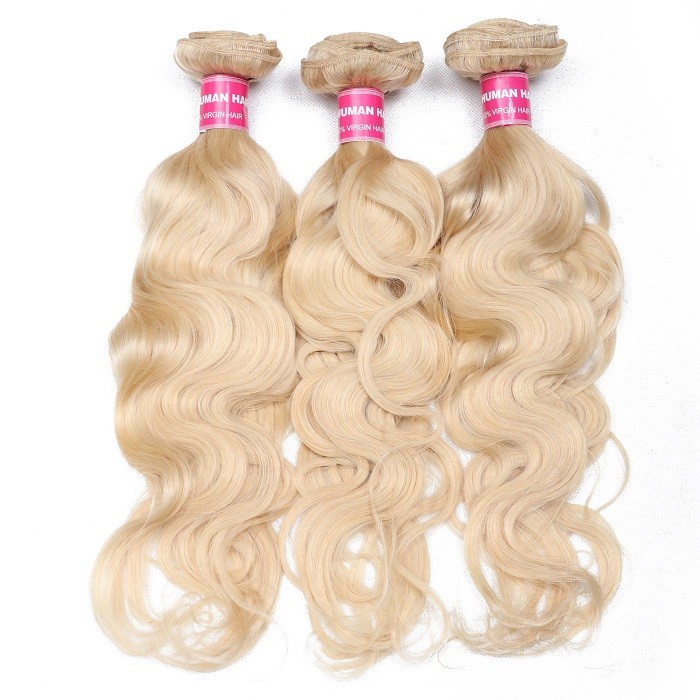 Kriyya 613 Blonde 3 Pcs Body Wave Virgin Hair Bundles With 4*4 Lace Closure Malaysian Human Hair