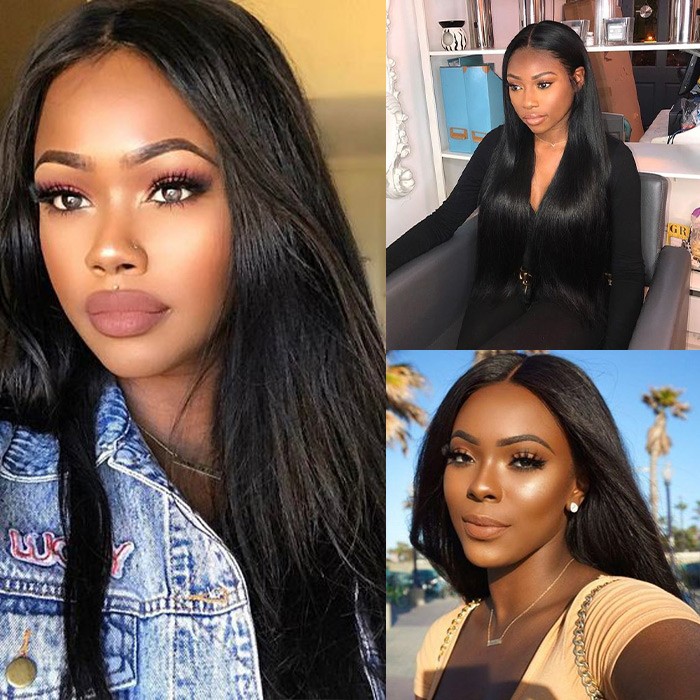 Kriyya Straight Human Hair With Transparent Lace Closure 4 Bundles With 5x5 HD Lace Closure Unprocessed Virgin Hair