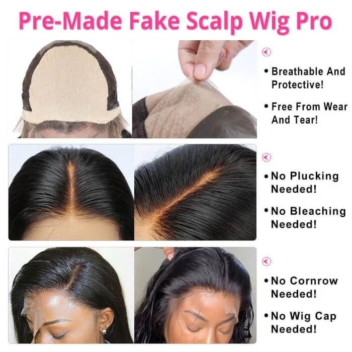 Kriyya Jerry Curly Pre Made Fake Scap Wig 13X6 Lace Frontal 150% Density Human Hair