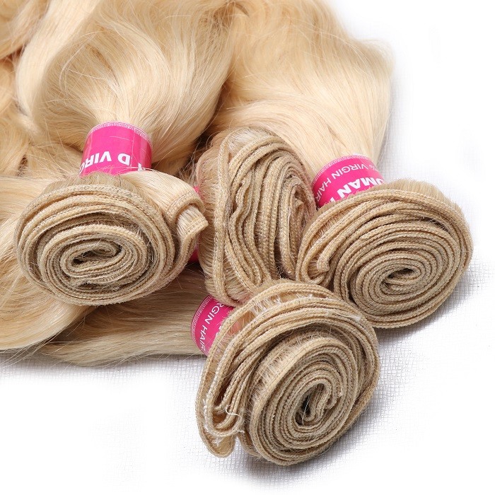 Kriyya  Body Wave 613 Blonde 4  Bundles With 13x4 Ear To Ear Frontal Indian Human Hair