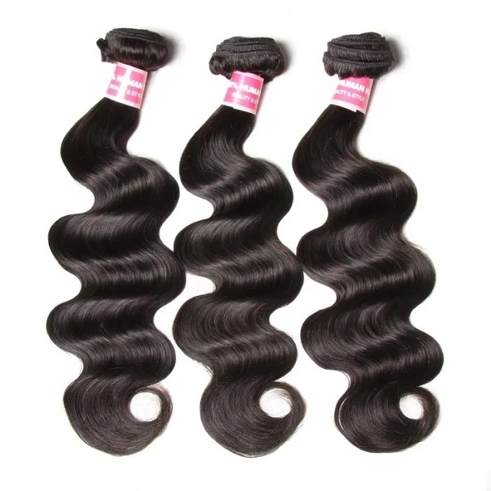 Kriyya Body Wave Hair 3 Bundles With 4x4 Skin PU Closure Virgin Hair Fake Scalp Closure Natural Black