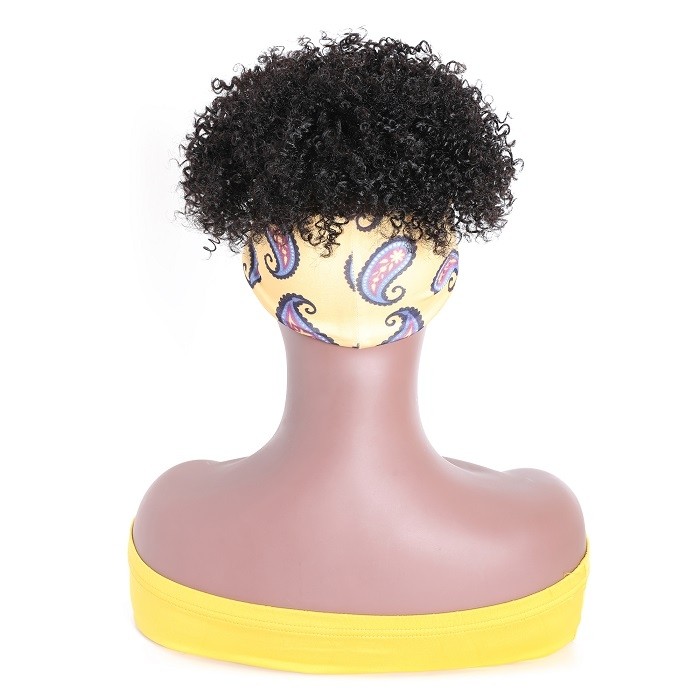 Kriyya Wrap Wigs Kinky Curly Headband Wigs Human Hair Wigs Pineapple Style for Short Hair
