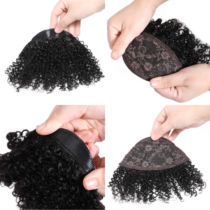 Kriyya Kinky Curly Wrap Head Wigs Headband Wig Pineapple with Bangs for Short Hair