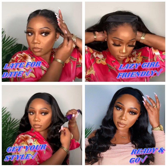 Falsh Sale- Human Hair Headband Wigs Straight Glueless Wigs 150% Density