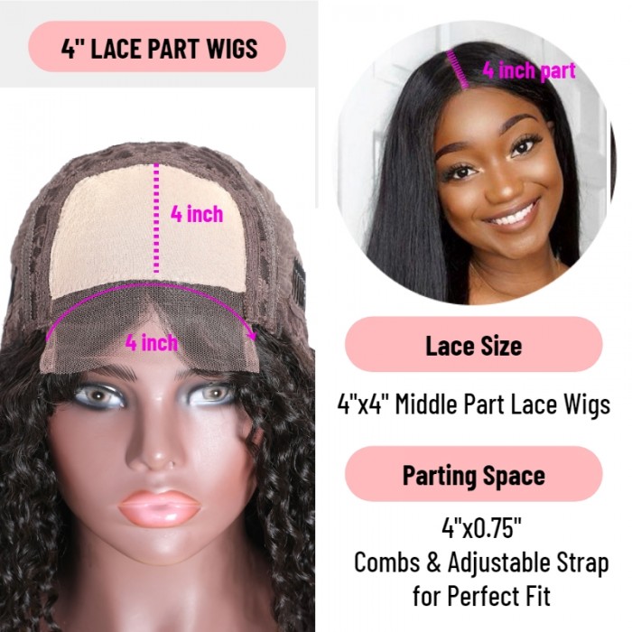 Kriyya Brown Virgin Hair with 27 Blonde Highlight Straight Lace Part Wigs 150% Density