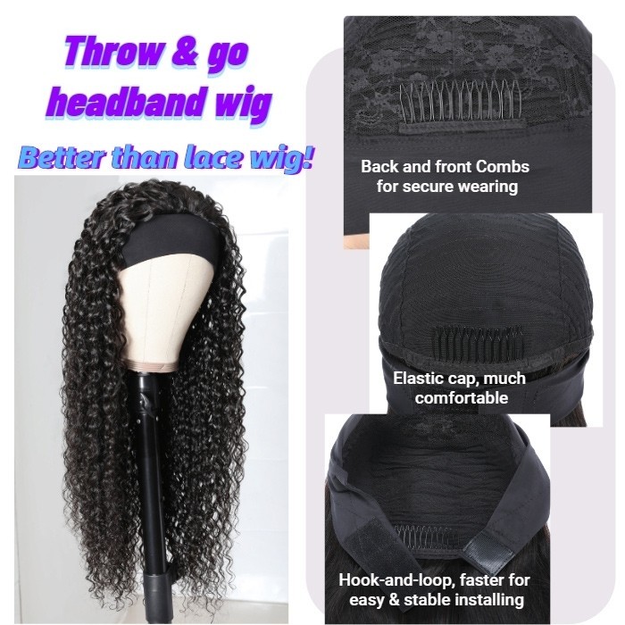 Kriyya Balayage Highlight Body Wave Headband Wigs #FB30 Root Bronde Highlight Human Hair Wigs