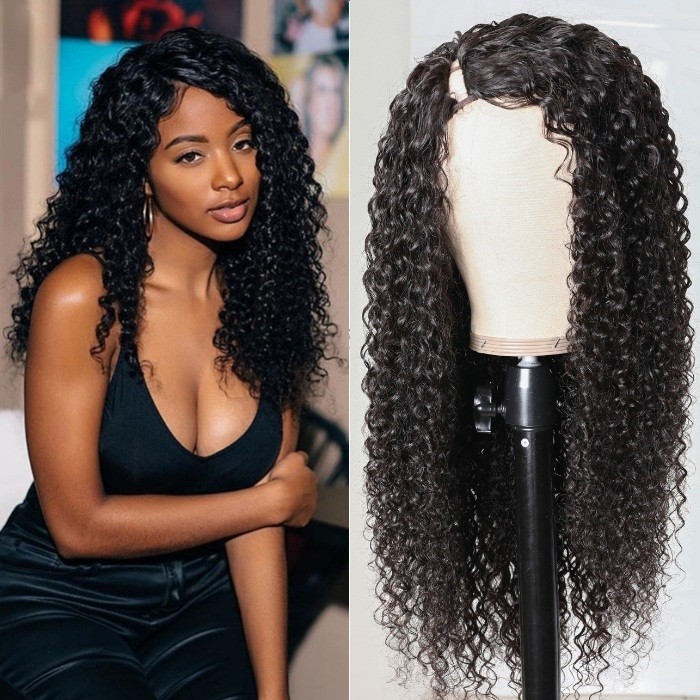 Kriyya Jerry Curly Right Part 1X3 Opening Size U Part Wig Capless Wig 150% Density