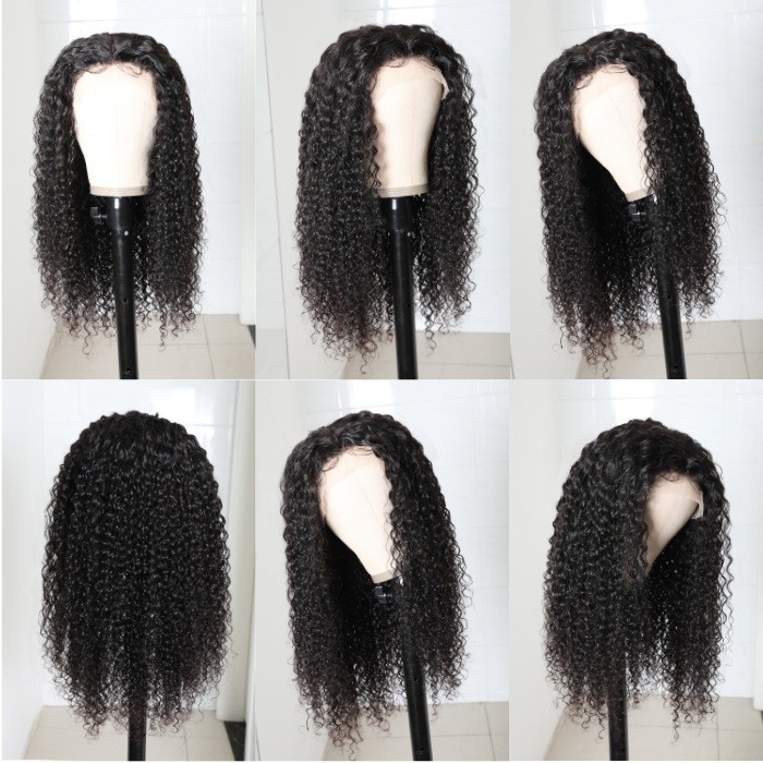 Kriyya Brazilian Human Hair Middle Part Lace Wigs 150 Density Jerry Curly Lace Wigs